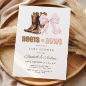 TWIN Boots & Bows Baby Shower Invitation 招待状
