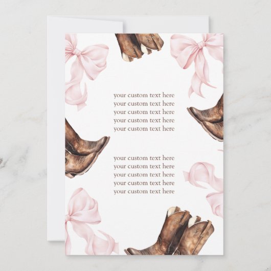 TWIN Boots & Bows Baby Shower Invitation 招待状 (裏面)