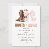 TWIN Boots & Bows Baby Shower Invitation 招待状 (正面)