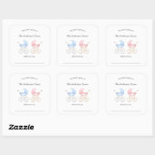 Twin boy and girl Baby Shower bookplate スクエアシール (シート)