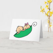 Twin Boy and Girl in Pea Pod カード (黄色い花)