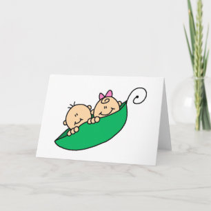 Twin Boy and Girl in Pea Pod カード