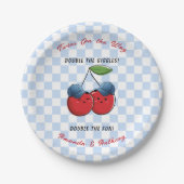 Twin Boys Baseball Ball Caps Baby Shower  ペーパープレート (正面)