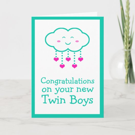 Twin Boys Greeting Cardに関するお祝い カード (正面)