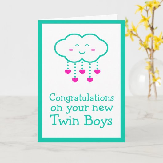 Twin Boys Greeting Cardに関するお祝い カード (黄色い花)