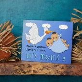 Twin Boys - Stork Keepsake Plake With Easel フォトプラーク (側面)