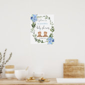 Twin boys teddy bear baby shower welcome sign ポスター (キッチン)