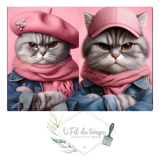 Twin Cat Trouble Makers pair decoupage Paper 薄葉紙