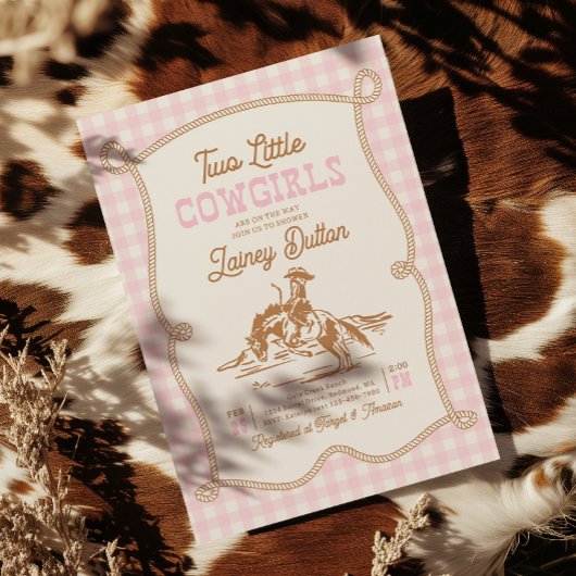 Twin Cowgirl Baby Shower Invitation 招待状