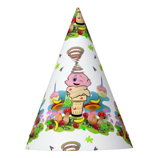 Twin Cupcakes Happy Birthday Paper  パーティーハット (正面)