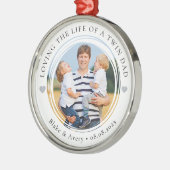 Twin Dad Photo Keepsake Hearts メタルオーナメント (左)