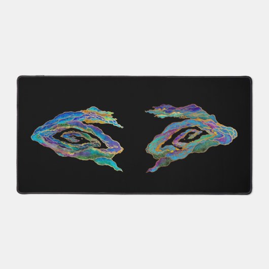 Twin Dragons Chasing The Sun - Surreal Painting デスクマット (正面)