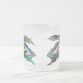 Twin Dragons Chasing The Sun - Surreal Painting フロストグラスマグカップ (中央)