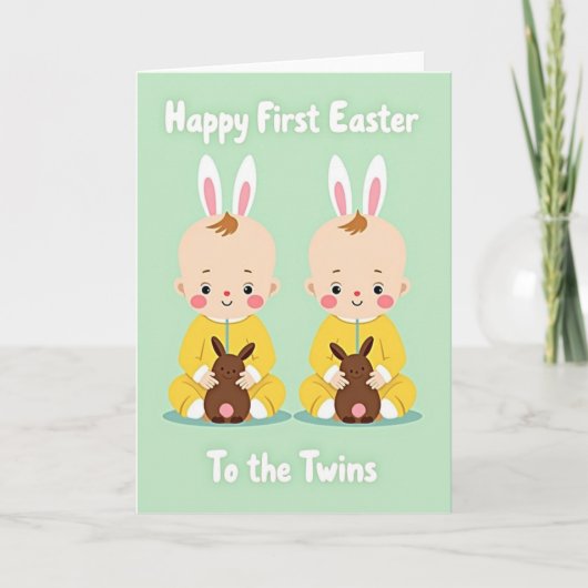 Twin Easter Bunny Art Card カード (正面)