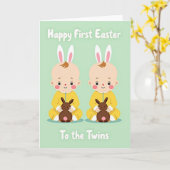 Twin Easter Bunny Art Card カード (黄色い花)