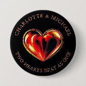 Twin Flames Two Hearts Beat As One Love Valentine 缶バッジ (正面)