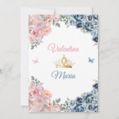 Twin Girl Dress Quinceañera 15 Anos Flowers Gold 招待状 (裏面)