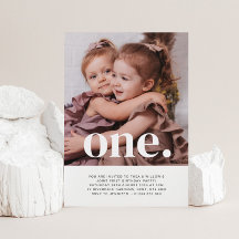 Twin Girls - One - Photo 1st Birthday招待状