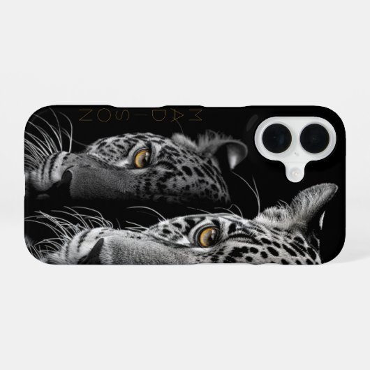 Twin Jaguars – Amber Eyes (Customizable) iPhone 16ケース (裏面横)