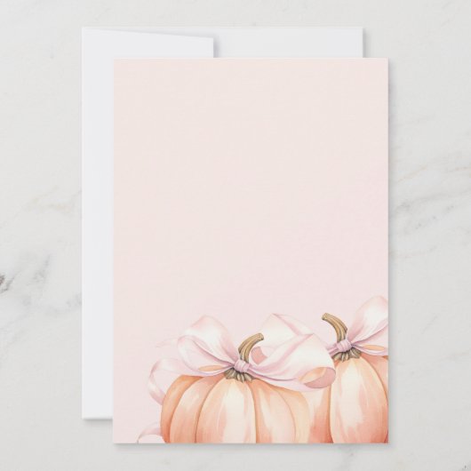 TWIN Little Pumpkins Pink Bow Baby Shower 招待状 (裏面)