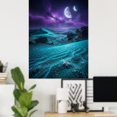 Twin Moon Alien Desert Glow ポスター (ホームオフィス)