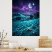 Twin Moon Alien Desert Glow ポスター (キッチン)