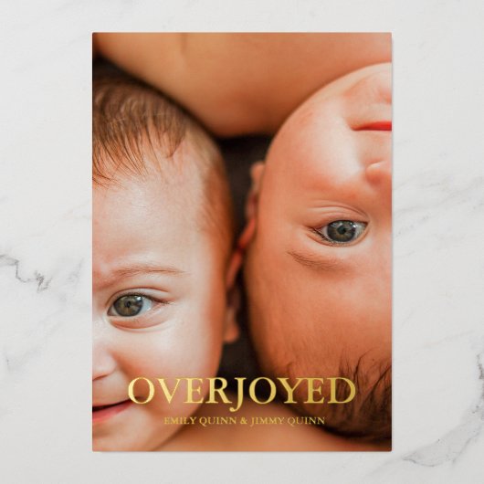 Twin Overjoyedありがとう写真誕生のお知らせ 箔シーズンカード (正面)