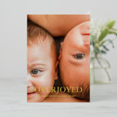 Twin Overjoyedありがとう写真誕生のお知らせ 箔シーズンカード (立ち正面)