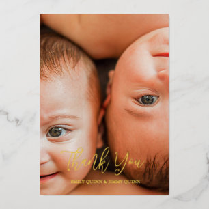 Twin Overjoyedありがとう写真誕生のお知らせ 箔シーズンカード