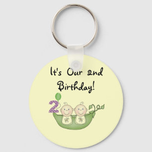 Twin Peas in a Pod 2nd誕生日Tシャツとギフト キーホルダー