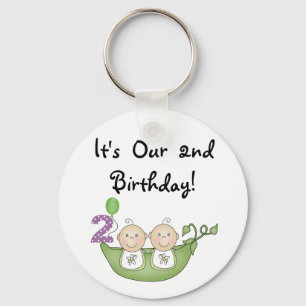 Twin Peas in a Pod 2nd誕生日Tシャツとギフト キーホルダー