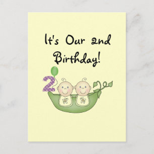 Twin Peas in a Pod 2nd誕生日Tシャツとギフト ポストカード