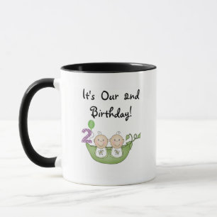 Twin Peas in a Pod 2nd誕生日Tシャツとギフト マグカップ