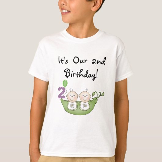 Twin Peas in a Pod 2nd誕生日Tシャツとギフト Tシャツ (正面)