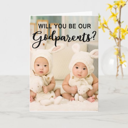 Twin Photo Godparents提案書 カード (黄色い花)