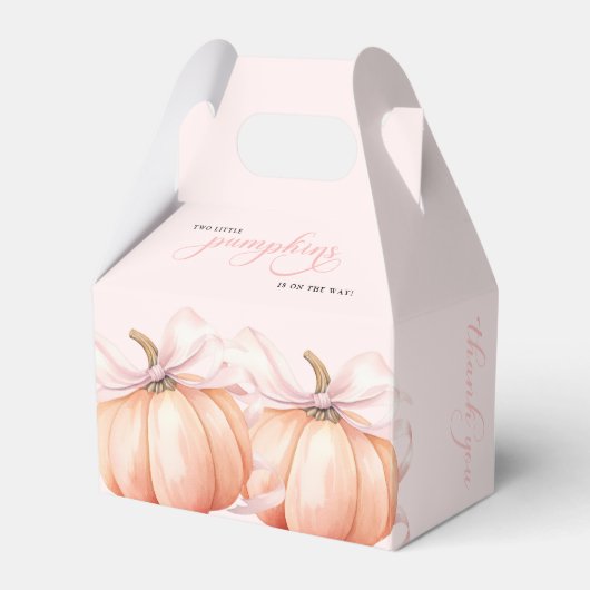 TWIN Pink Bow Pumpkin Baby Shower Favor Box フェイバーボックス (正面サイド)