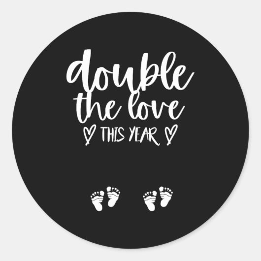 Twin Pregnancy Valentines Day Baby Announcement  ラウンドシール (正面)
