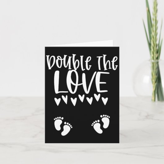 Twin Pregnancy Valentines Day Pregnant Mom Baby An カード (正面)