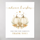 Twin Pumpkin Baby Shower Advice Wishes New Parents ポスター (正面)
