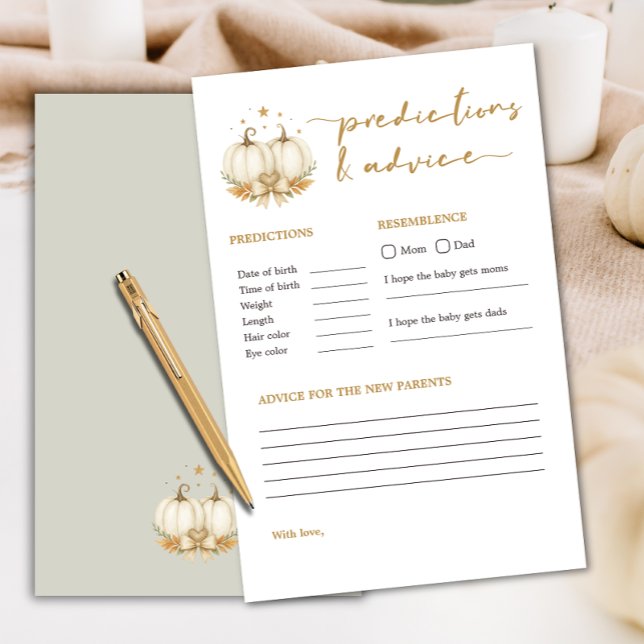 Twin Pumpkins Boho Baby Shower Predictions Game (クリエイターアップロード済み)