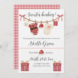 Twin Santa Babies Baby Shower Invitation 招待状