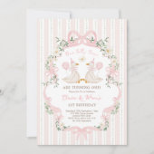 Twin Silly Geese Pink Bow Sibling Girls Birthday 招待状 (正面)