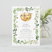 Twin Sloth Baby Shower Invitation 招待状 (スタンド正面)