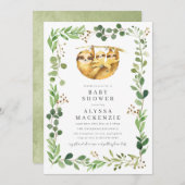 Twin Sloth Baby Shower Invitation 招待状 (正面/裏面)