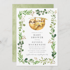 Twin Sloth Baby Shower Invitation 招待状