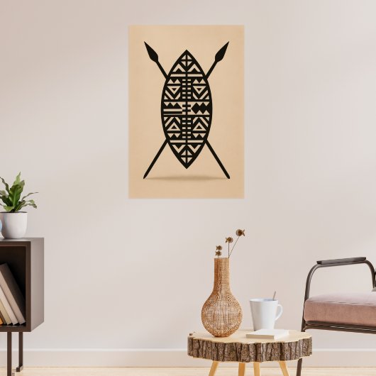 "Twin Spears | Traditional African Weapon Wall Art ポスター (リビング3)