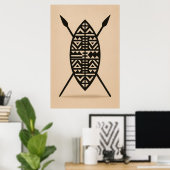 "Twin Spears | Traditional African Weapon Wall Art ポスター (ホームオフィス)