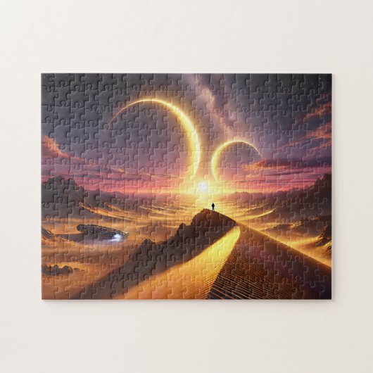 Twin Suns Desert Sci-Fi Alien Landscape ジグソーパズル (横)