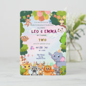 Twin Wild Animals Party Invitation 招待状 (スタンド正面)