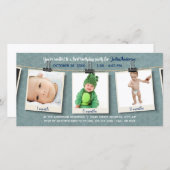 Twine上の3枚の写真 – 誕生日写真カード (正面/裏面)